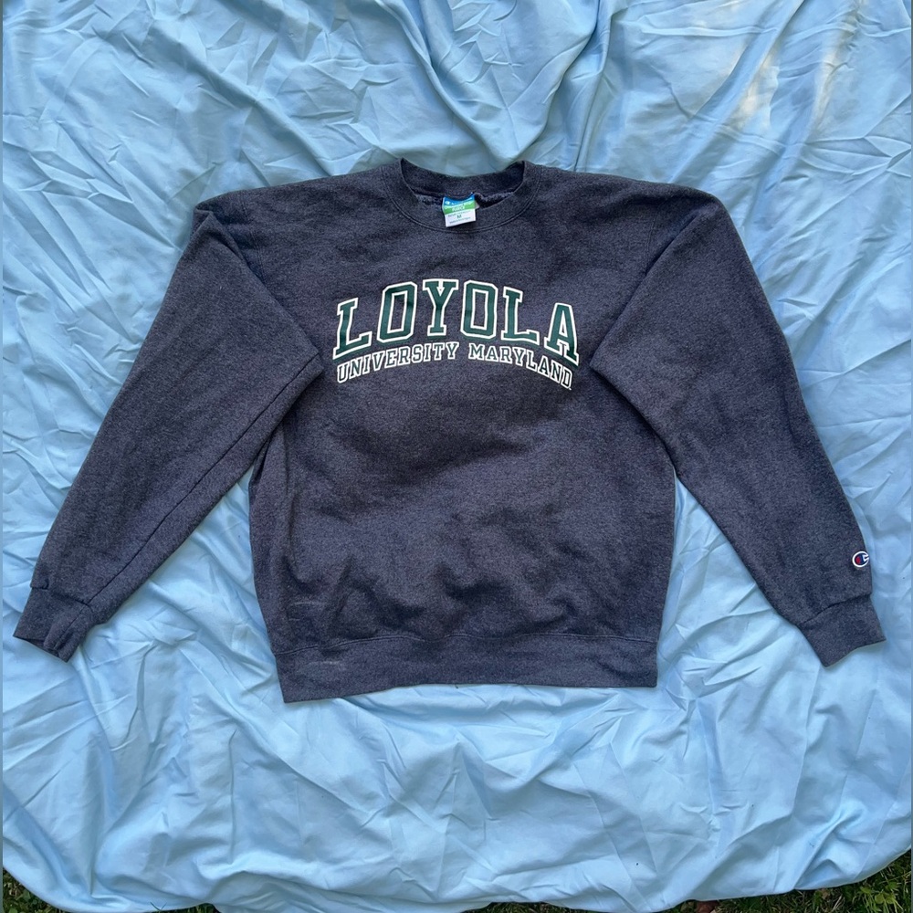 CHAMPION ECO FLEECE crew neck hoodie, grey, college logo, ADULT size MEDIUM,